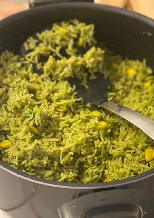 A picture of Spinach & corn rice.