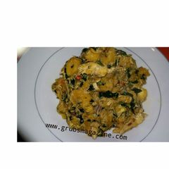 A picture of Porridge Yam with Smoked Fish.