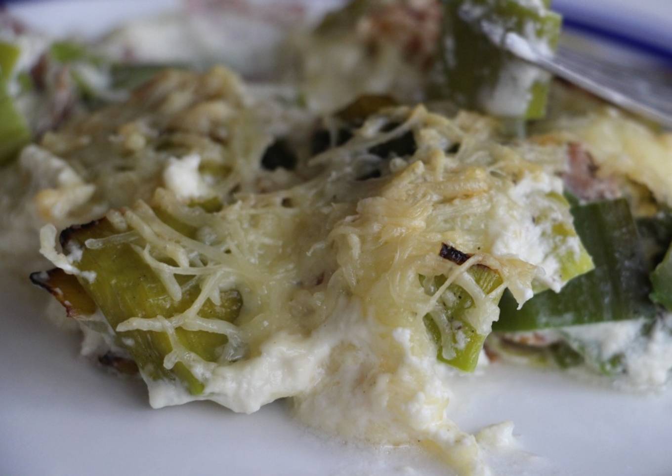 Gratin de poireau au jambon de pays