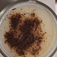 A picture of Keto bone broth drink with milk.