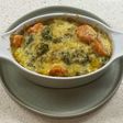 Japanese spinach and aubergine curry rice gratin