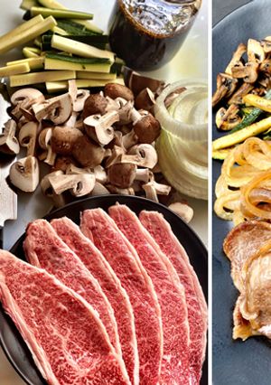 A picture of Teppanyaki Miyazakigyu Wagyu Flanken-Cut Boneless Short Ribs.
