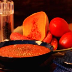 A picture of Autumn soup with Butternut Squash.