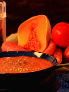 A picture of Autumn soup with Butternut Squash.