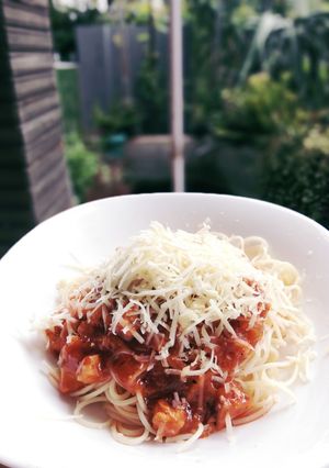 Foto resep Spagetti topping ayam keju