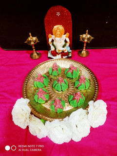 A picture of Coconut Rose Modak.
