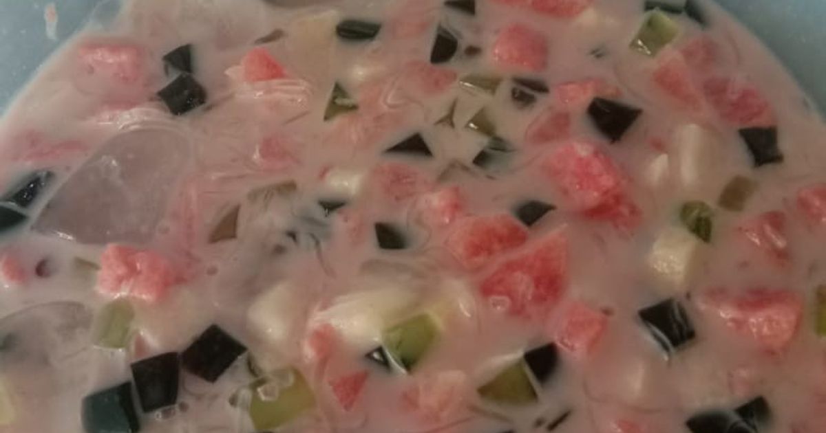 Es Buah jelly segar campur creamer