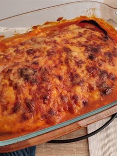 Una foto de 💜 Pastel de calabacín (falsa lasaña) s/ lactosa