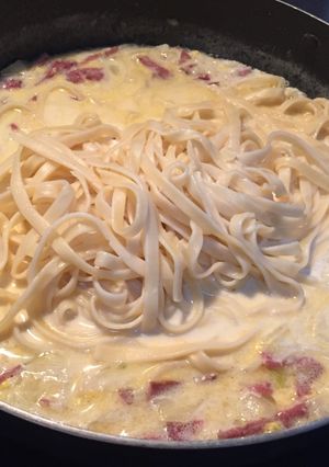 Foto resep Fettucini smoked beef carbonara