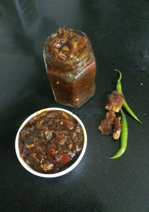 A picture of Dates pickle kerala style.