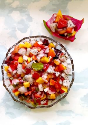 A picture of Dragon fruit salsa.