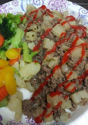 A picture of Spicy Turnip Hamburger Scramble.