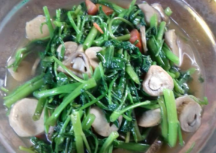 Cara buat 21.1. Kangkung cah jamur yang lezat dan Mudah Dibuat