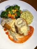 Chicken Cordon Bleu with Mushroom Sauce & Mashed Potato