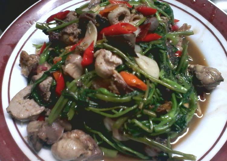 Resep Kangkung atiampela saus tiram pedas yang nikmat