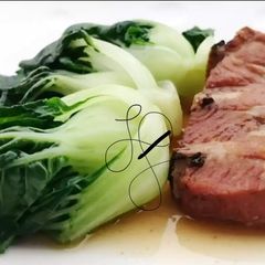 Baby Bak Choy With Canned Stew Pork A picture of Baby Bak Choy With Canned Stew Pork.