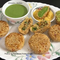 A picture of Peanut Stuffed Sweet Potato Chops.