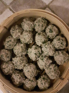 A picture of Asian flavored meatballs.
