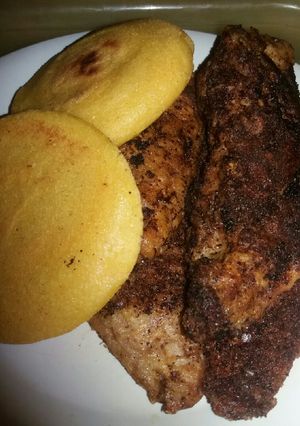 Una foto de Filet de pescado frito con cáscara de pan