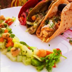 A picture of Achari Paneer Tikka Tacos.