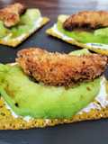 Cracker de melón a la plancha con gambón crujiente al teriyaki