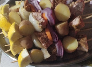Una foto de Brochetas de mollejas a la parrilla