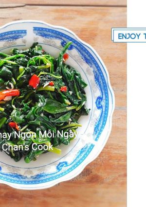 Hình của món Rau mồng tơi xào tỏi chay.