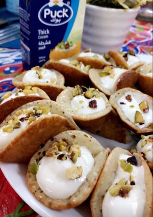 صورة لوصفة قطايف عصافيري بالقشطه