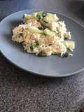 Reissalat mit Erbsen, Gurke und Feta