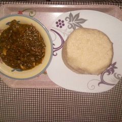 A picture of Ogbonno soup with eba.