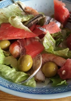 Foto principal de Ensalada de langostinos y 🍉 sandía