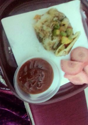 A picture of Semolina stuffed chilla.