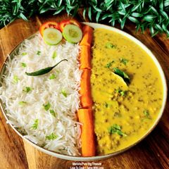 A picture of Whole Moong Kadhi Chawal - Khatta Moong Bhaat - Sour Moong Rice - Comfort Soul Food - Lunch/Dinner.