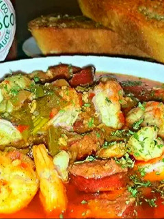 A picture of Mike's Shrimp Creole & Bayou Swamp Sauce.