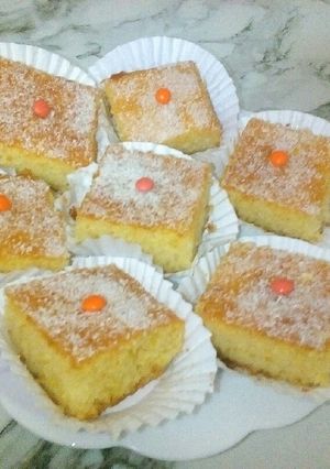 صورة لوصفة بسبوسة بجوز الهند والليمون