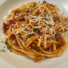 A picture of Bucatini all’ Amatriciana Pasta.