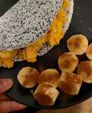 Tapioca com ovos mexidos e banana