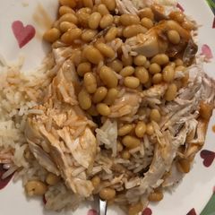 A picture of Super quick Monday Chicken, beans and rice.