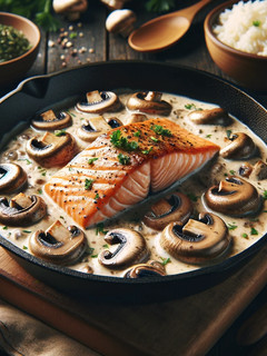 Una foto de Salmón Cremoso con Champiñones