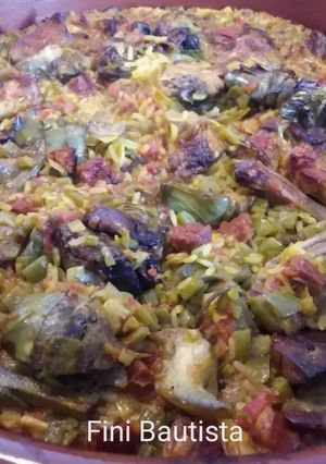 Una foto de Arroz de conejo y verduras