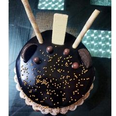 Eggless chocolate cake A picture of Eggless chocolate cake.