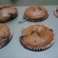 A picture of Blueberry chocolate muffins.
