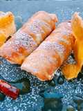 Tejas de quicos con crema de yema y mascarpone al limón (con sirope ácido de limón)