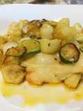 Potato Gnocchi with Gorgonzola, Zucchini Flower Pesto, Smoked Scamorza, and Zucchini Chips