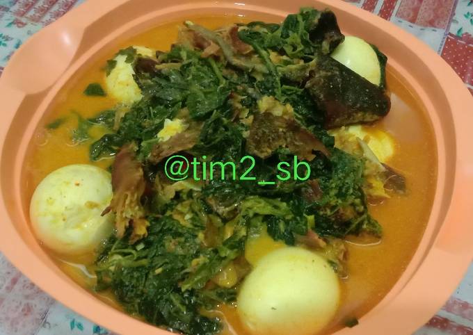 Cara Gampang Membuat Gulai Ikan Salai mix Daun Ubi+Telur, Sempurna