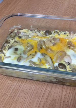Hình của món Oyakodon bằng lò vi sóng.