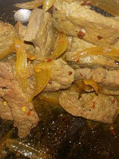 Una foto de Hígado de res encebollado