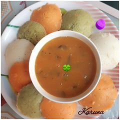 Tricolour's idli with sambar A picture of Tricolour's idli with sambar.