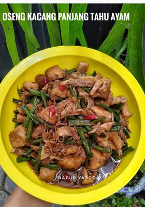 Foto resep Oseng Kacang Panjang Tahu Ayam