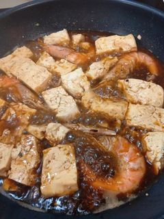 紅燒豆腐燴蝦子 的食譜成品照片